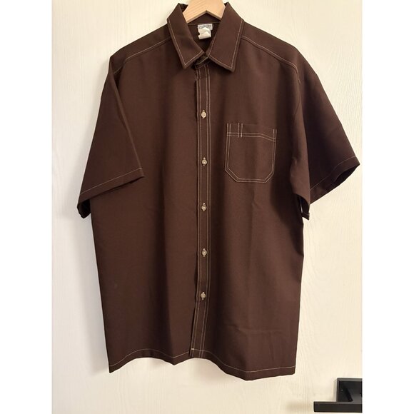 Vintage CalTop Shirt Mens Large Brown Contrast Stitch Lowrider OG Chicano 90s - Picture 1 of 3